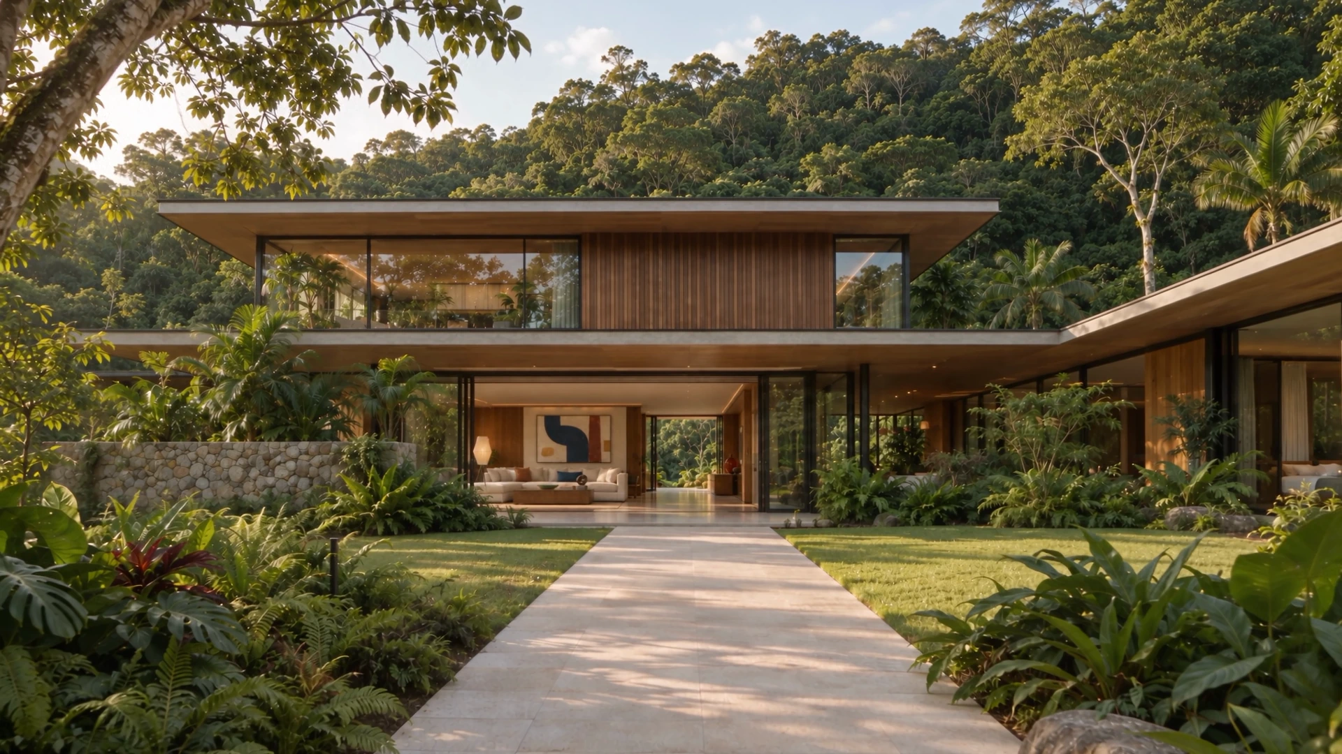 Canopy House, a timber and glass residence opening onto a planted garden